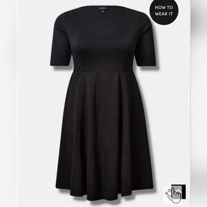 torrid Black V‑Neck Fit & Flare Mini Dress